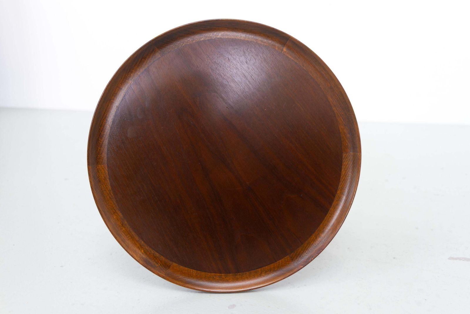 photo for sale Round Danish Side Table In Oak And Walnut By Anton Kildeberg, 1960s.