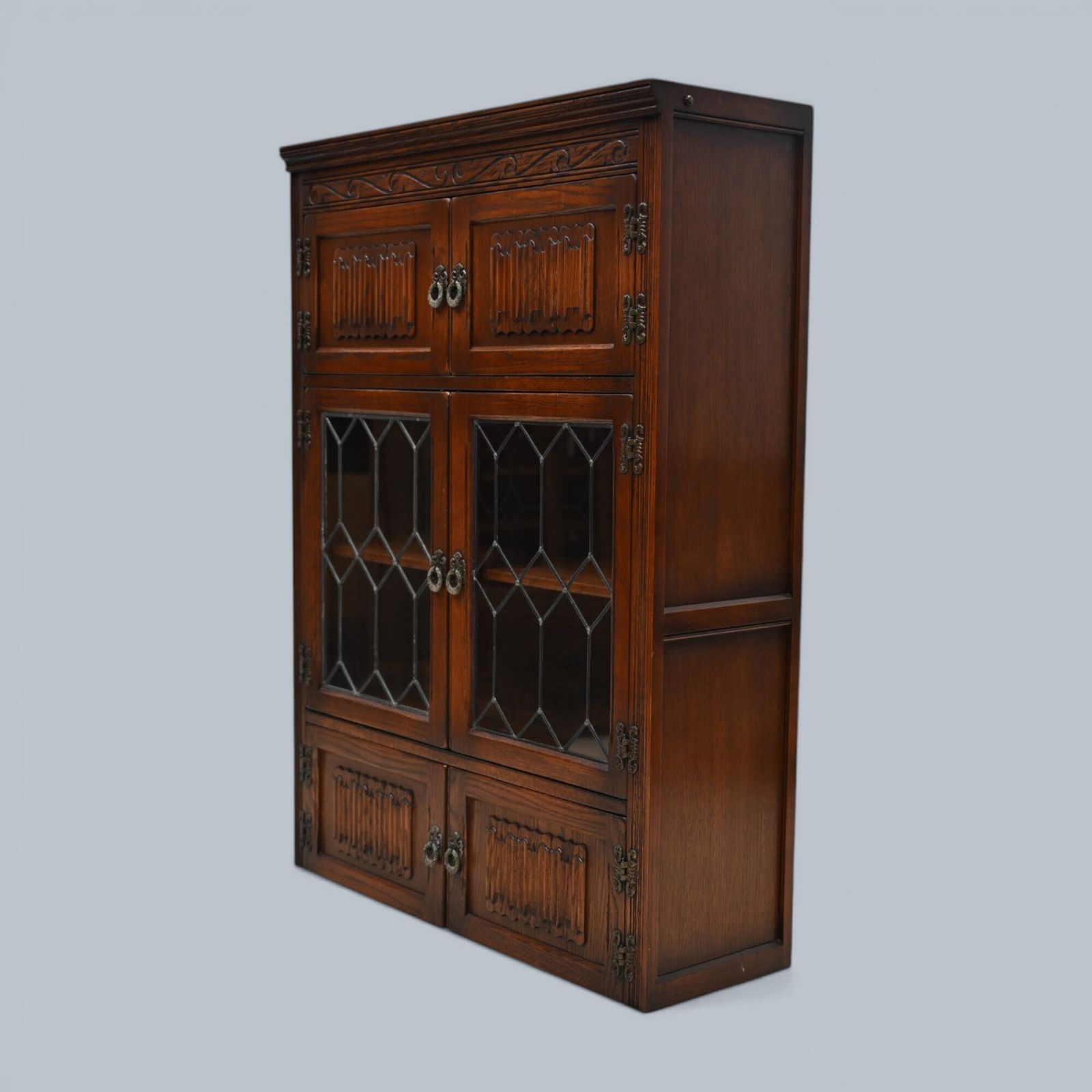 Old Charm Wall Top Unit Bookcase Leaded Glass Display Cupboard Free Uk Delivery photo furniture