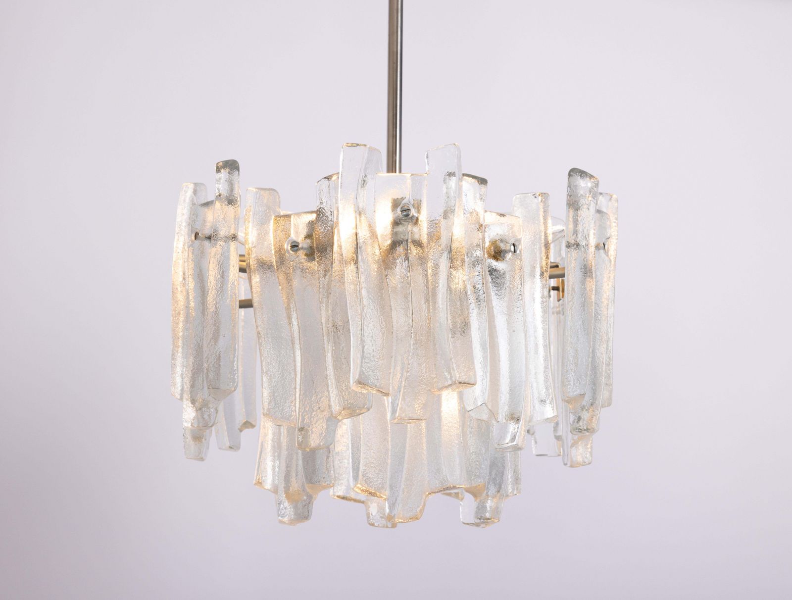 Stunning Kalmar Chandelier 'Fuente', Ice Glass, Germany, 1970 photo vinterior