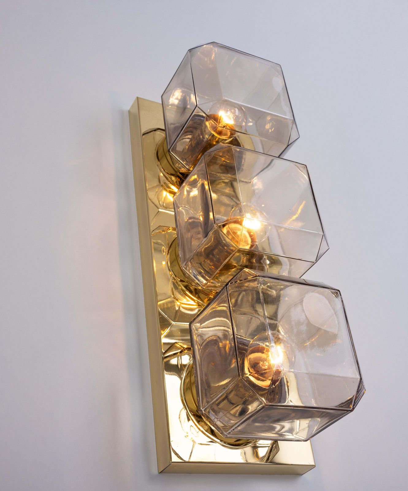 1 Of 10 Large Smoked Glass Wall Sconce By Limburg, Germany, 1970s photo vinterior