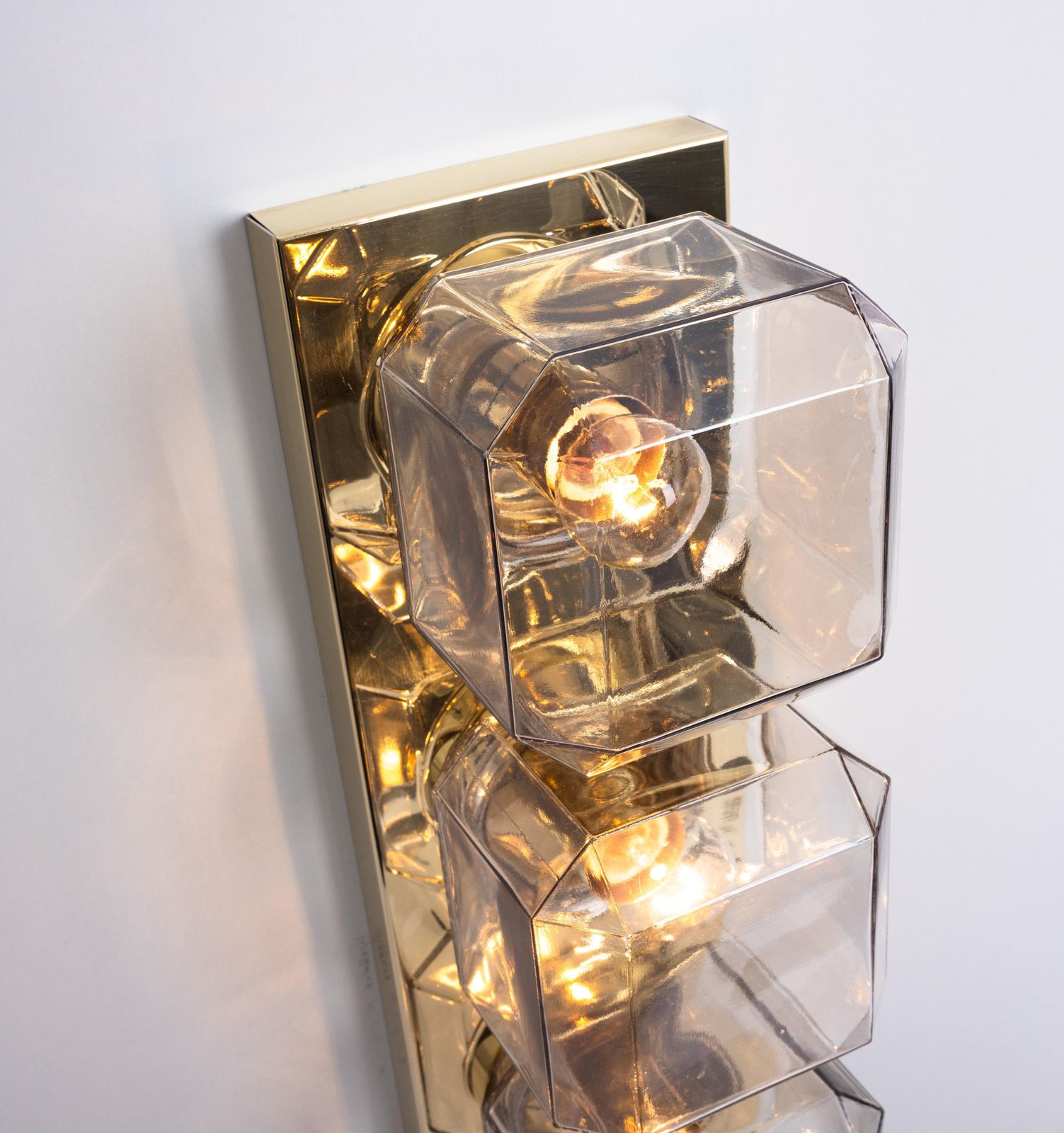 photo furniture 1 Of 10 Large Smoked Glass Wall Sconce By Limburg, Germany, 1970s