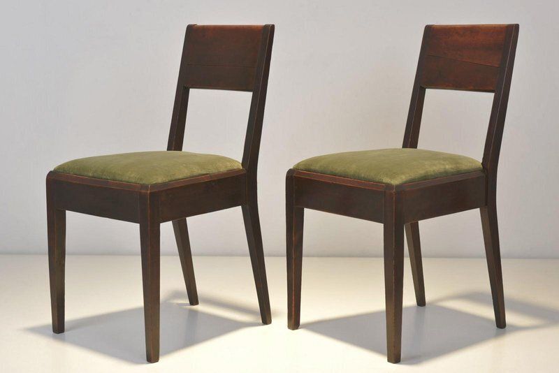 Cubist Dining Chairs In Stained Alder Wood, 1925, Set Of 2