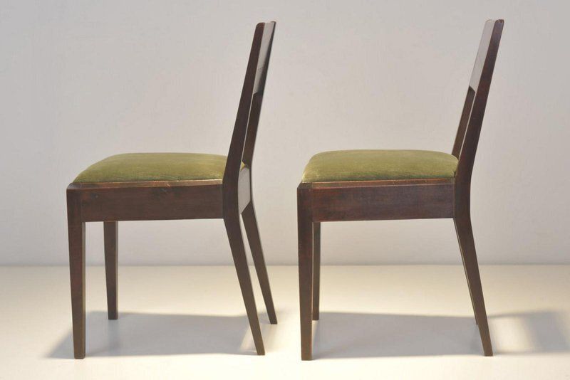 Cubist Dining Chairs In Stained Alder Wood, 1925, Set Of 2 photo furniture