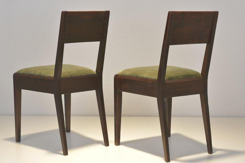 Cubist Dining Chairs In Stained Alder Wood, 1925, Set Of 2 photo for sale