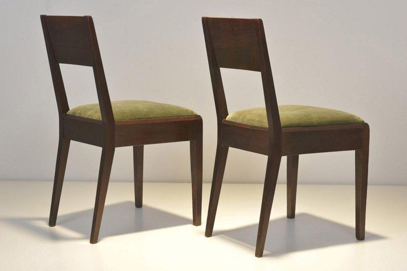Cubist Dining Chairs In Stained Alder Wood, 1925, Set Of 2 photo 1501.0