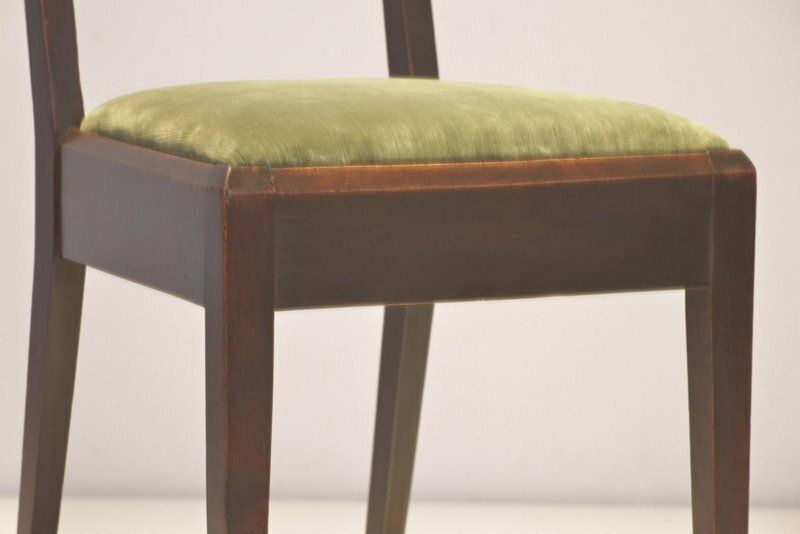 photo for sale Cubist Dining Chairs In Stained Alder Wood, 1925, Set Of 2
