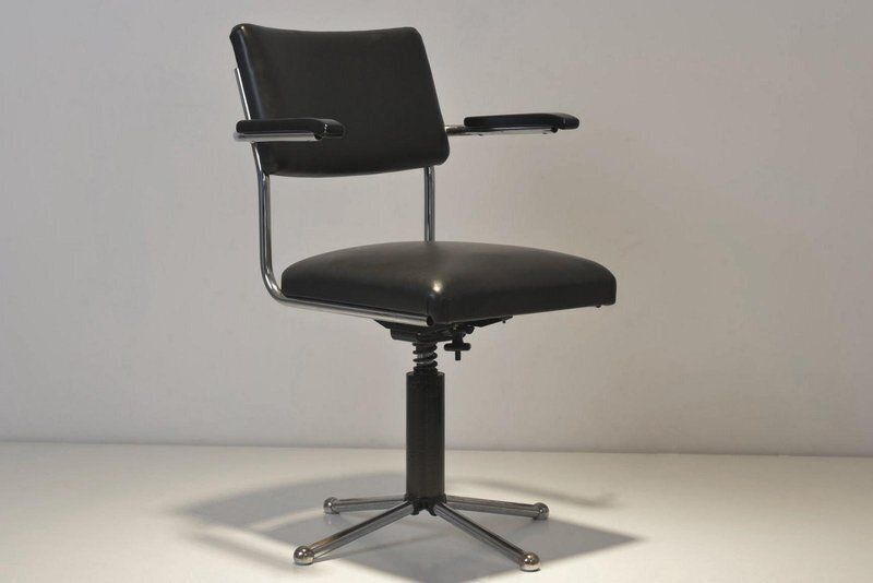 Desk Chair With Chrome Plated Steel Tube By Factory Design, 1950 photo for sale