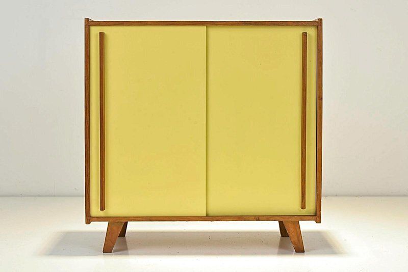 Small Yellow Pavatex Sideboard Attributed To Stella Möbel, Switzerland, 1950s photo Furniture