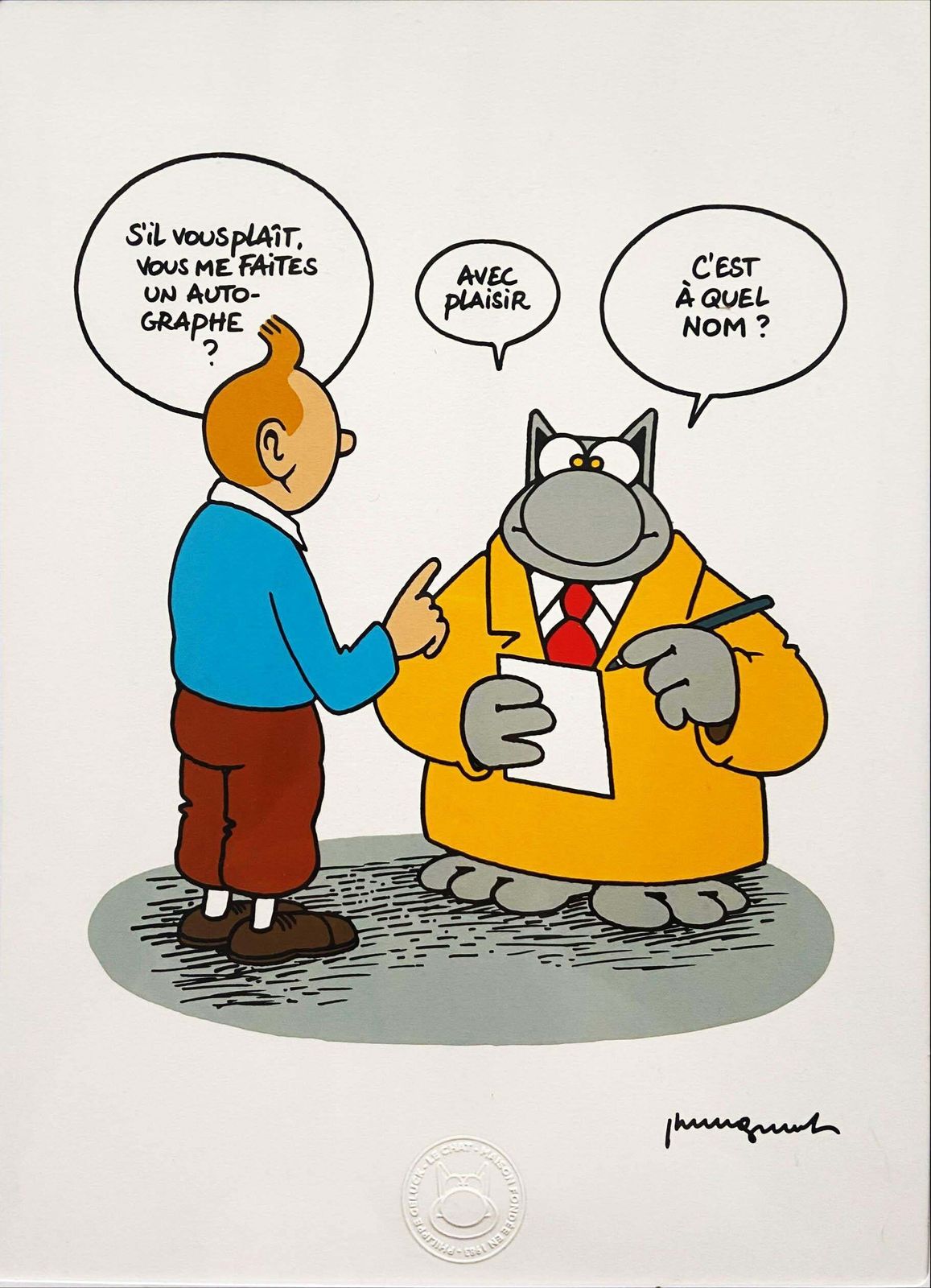 Le Chat And Tintin   Philippe Geluck photo buy