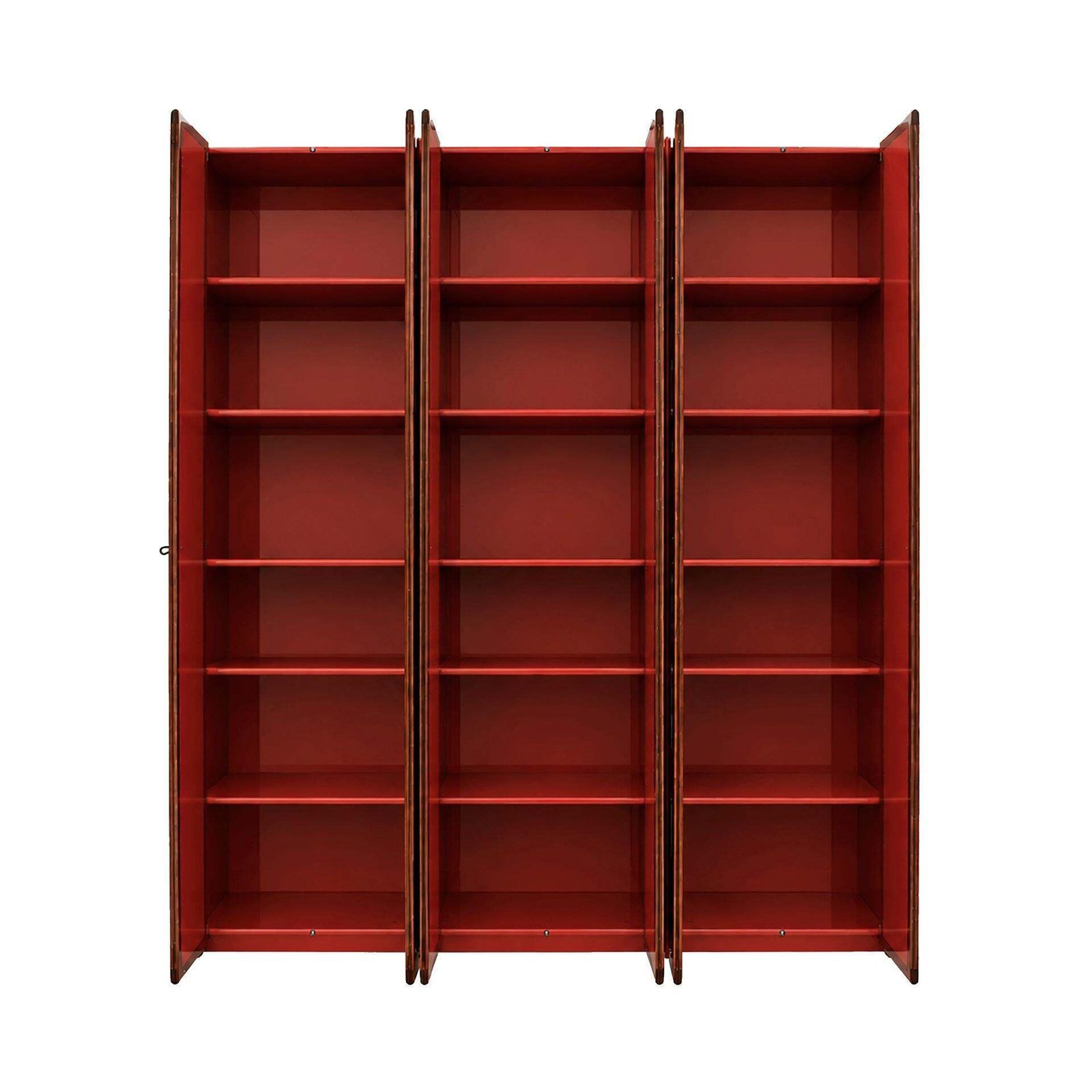 Mid Century Afra & Tobia Scarpa Italian Wood Red Lacquer 1960s Tall Cabinet photo vintage