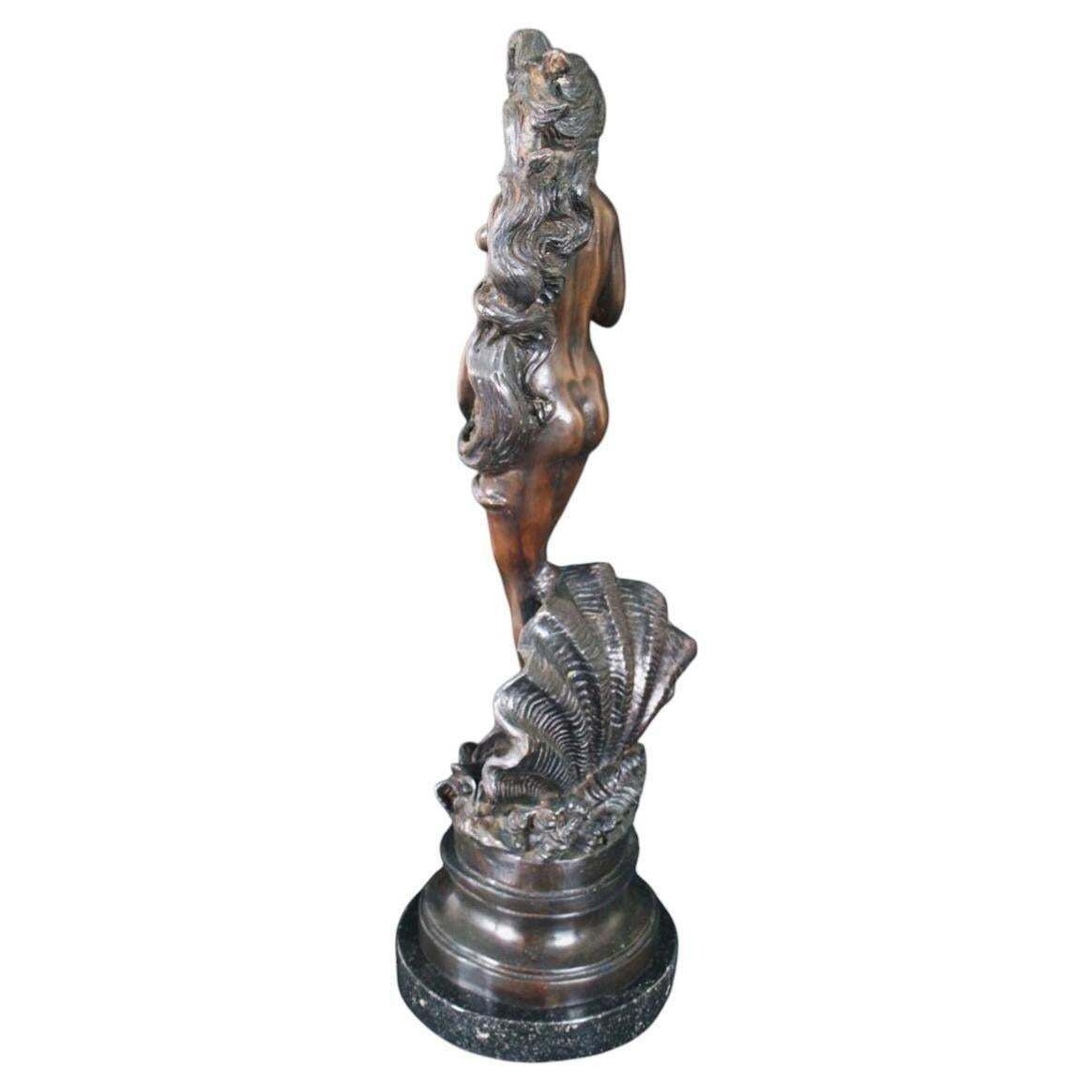 Large Art Nouveau Bronze Sculpture Of Venus Emerging From Shell By James Hunt photo for sale