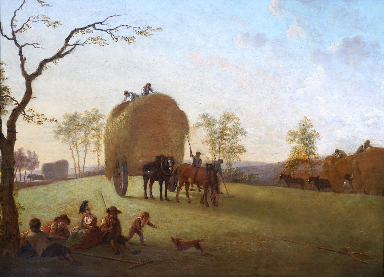 Figures And Haycart In A Landscape   Figurative Old Master Art Oil Painting photo furniture