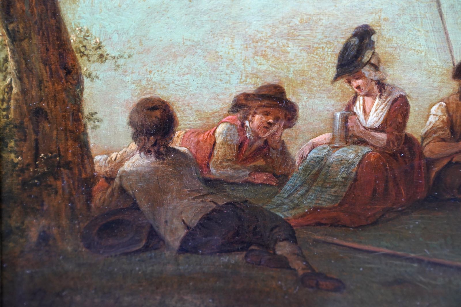 Figures And Haycart In A Landscape   Figurative Old Master Art Oil Painting photo vintage