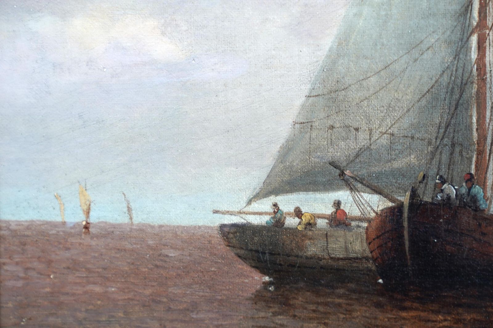 Marine Seascape   Dutch Old Master Nautical Art Oil Painting Sailing Boats photo vintage