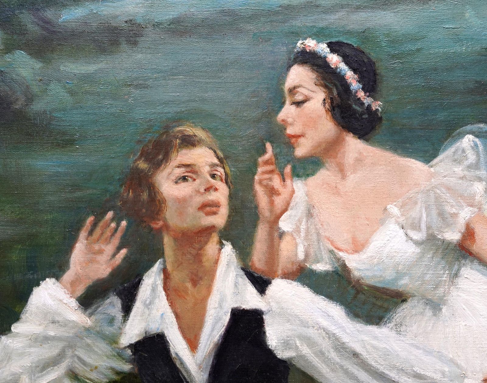 Fonteyn And Nureyev, Les Sylphides   British 1960's Ballet Art Oil Painting photo vinterior