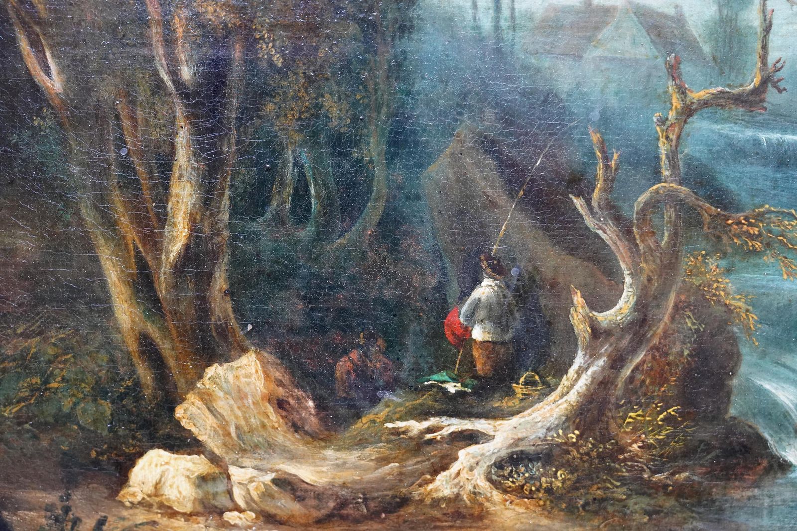 Fishing In A Landscape   British Old Master Art Landscape Oil Painting photo 4076.0