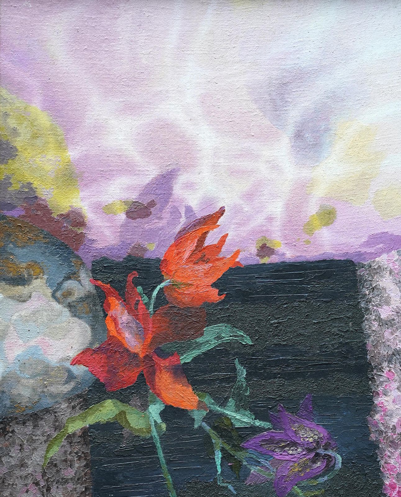 photo for sale Orange Tulips   British Post Impressionist Floral Art Oil Painting Flowers