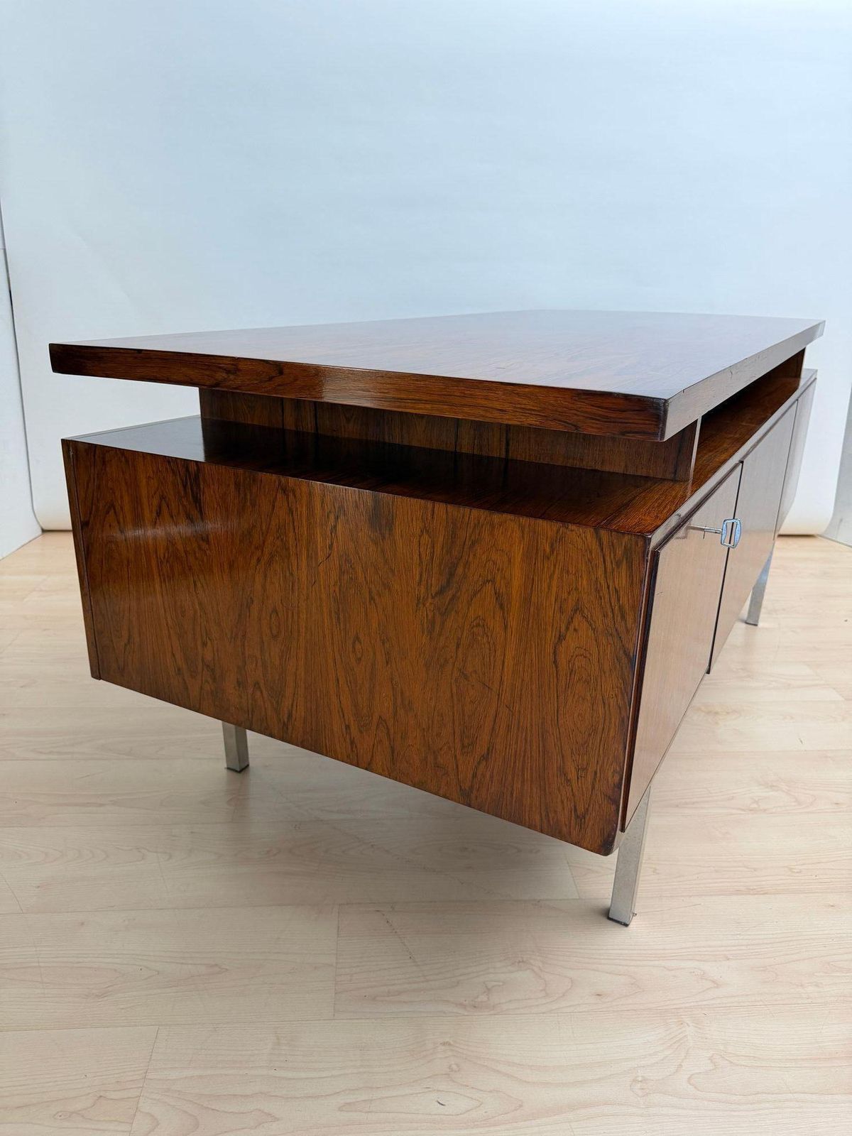 Furniture Mid Century Desk, Rosewood Veneer, Germany, Circa 1960 photo