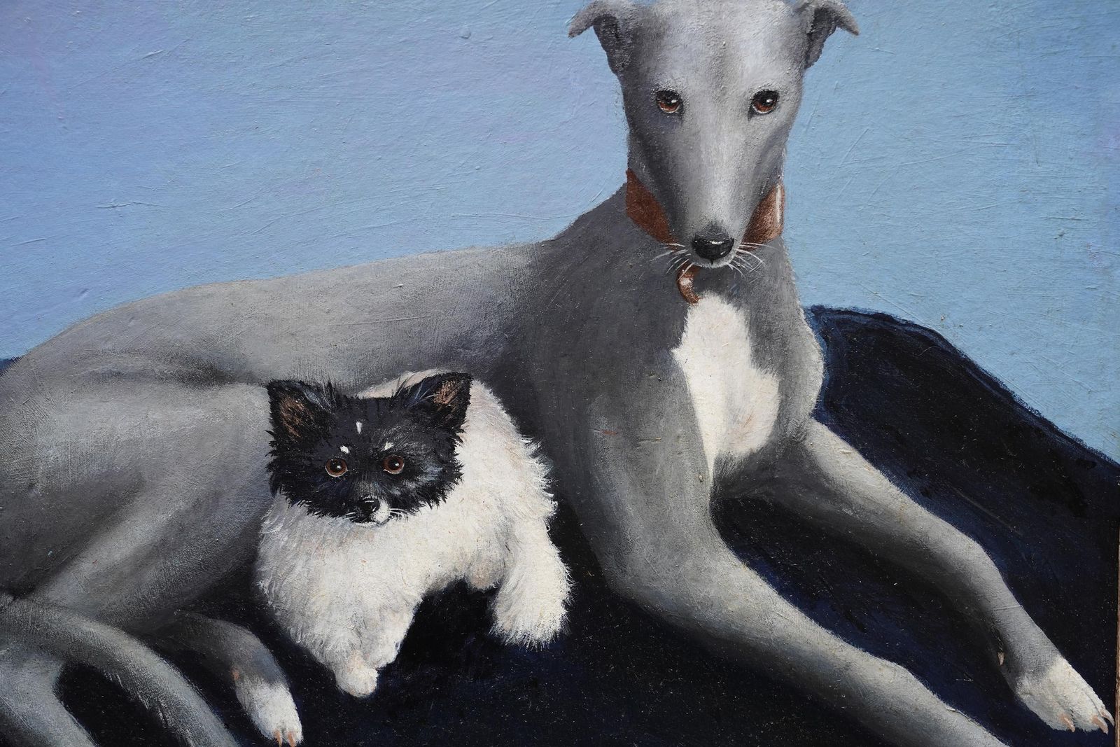 Portrait Of Two Dogs Tinky And Tad   British Animal Art Oil Painting photo vinterior