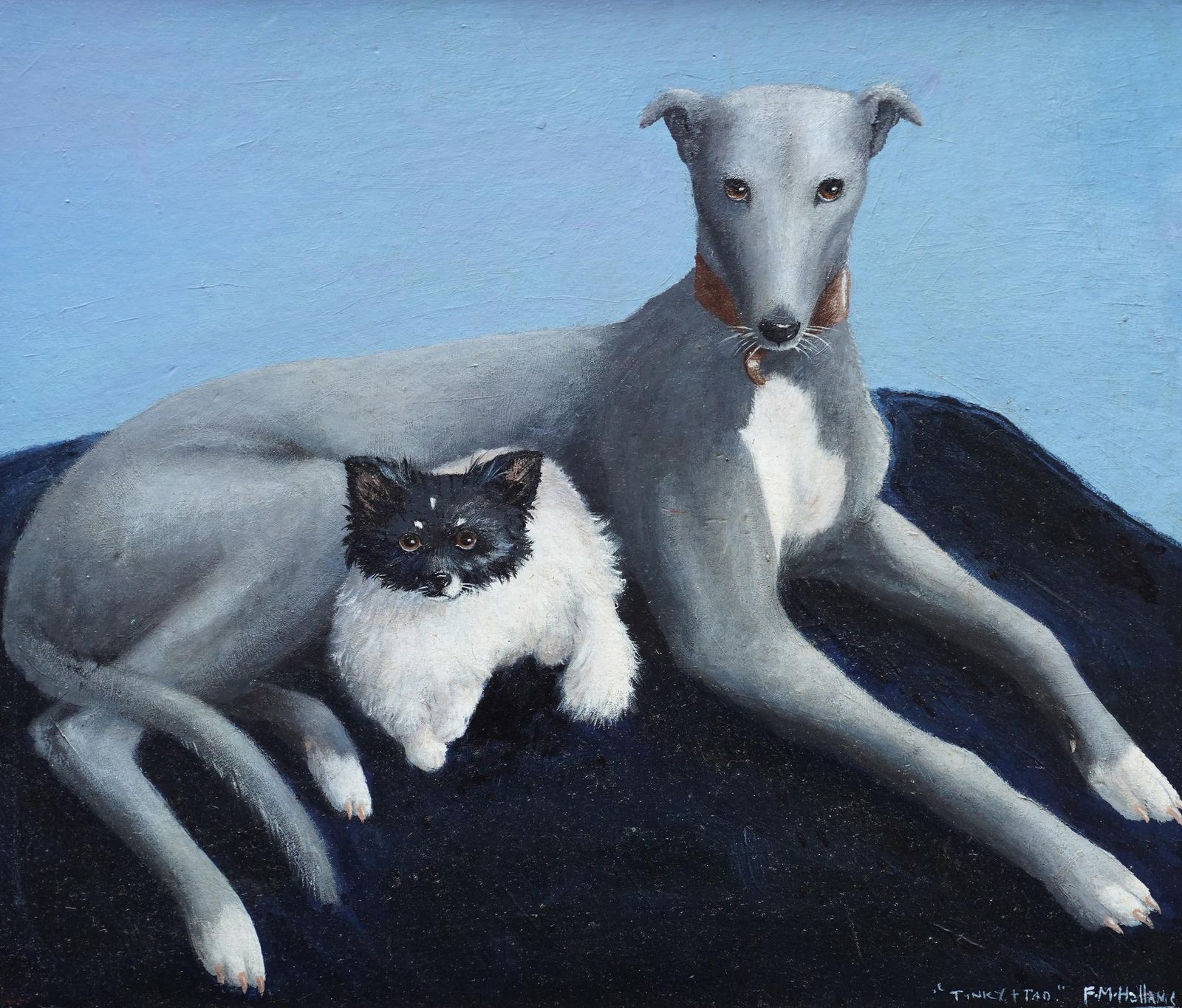 photo furniture Portrait Of Two Dogs Tinky And Tad   British Animal Art Oil Painting