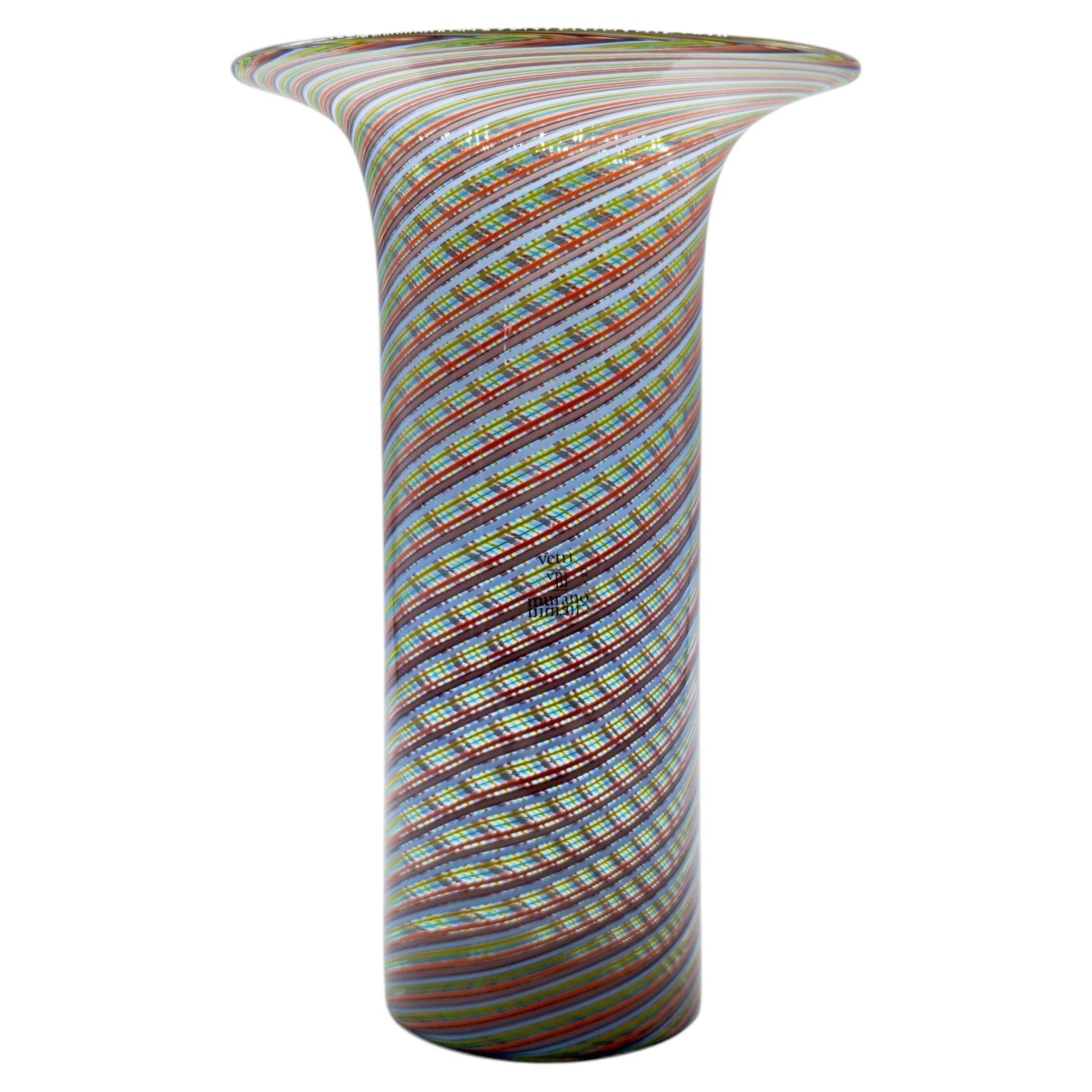 Lino Tagliapietra For Effetre International Vase In Murano Glass, Italy 1980