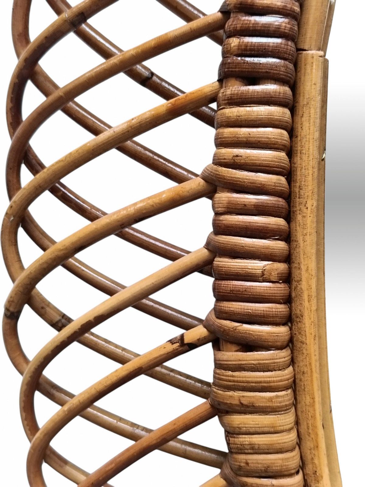 Franco Albini Style Specchio Da Parete Ovale In Rattan, Italia 1960s photo Home Decor