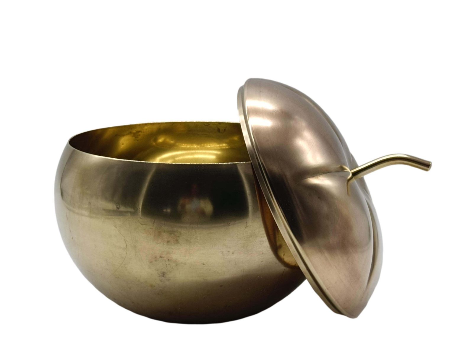 "Pumpkin" Ice Bucket In Brass , Italy 1970s photo Home Decor