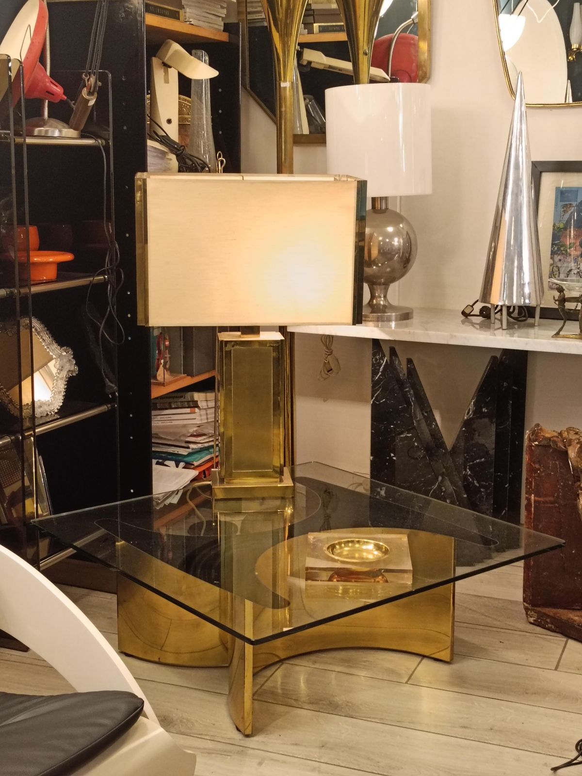 Giuseppe Raimondi For Cristal Art Brass Coffee Table With Glass Top, 1970s photo furniture
