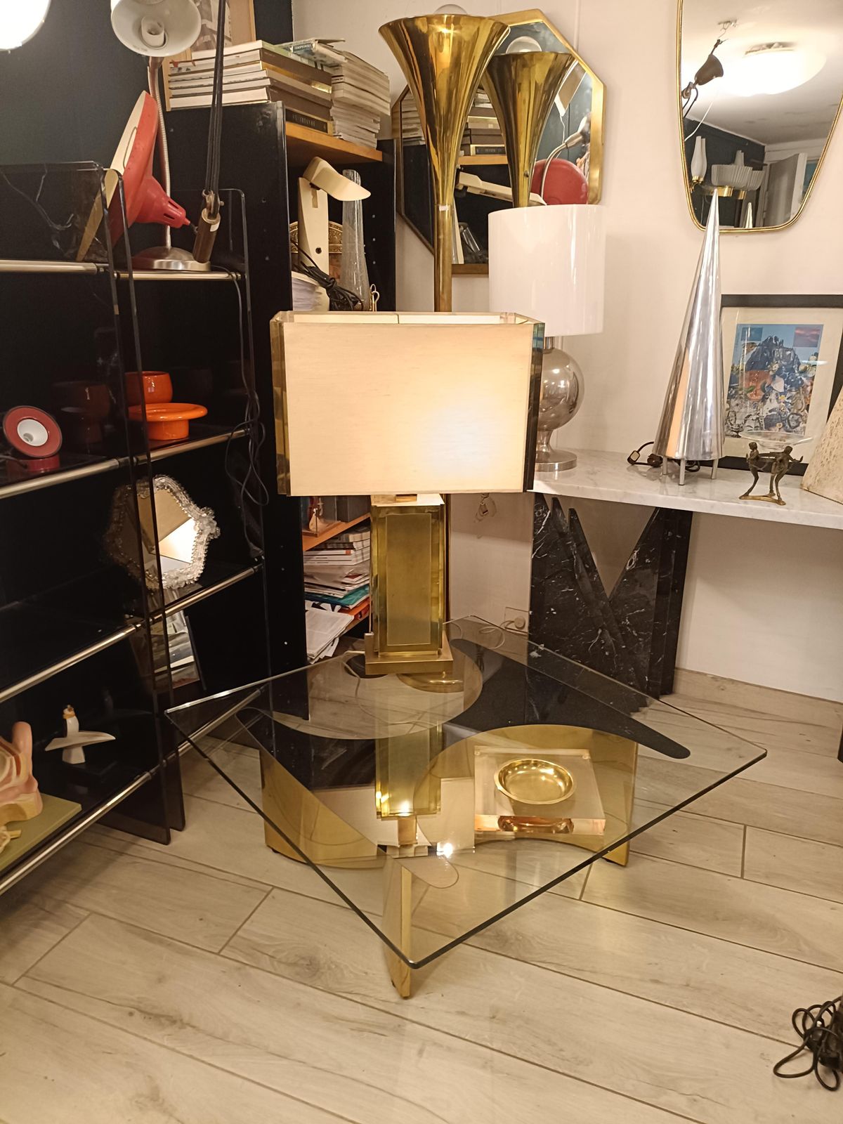 Giuseppe Raimondi For Cristal Art Brass Coffee Table With Glass Top, 1970s photo Furniture