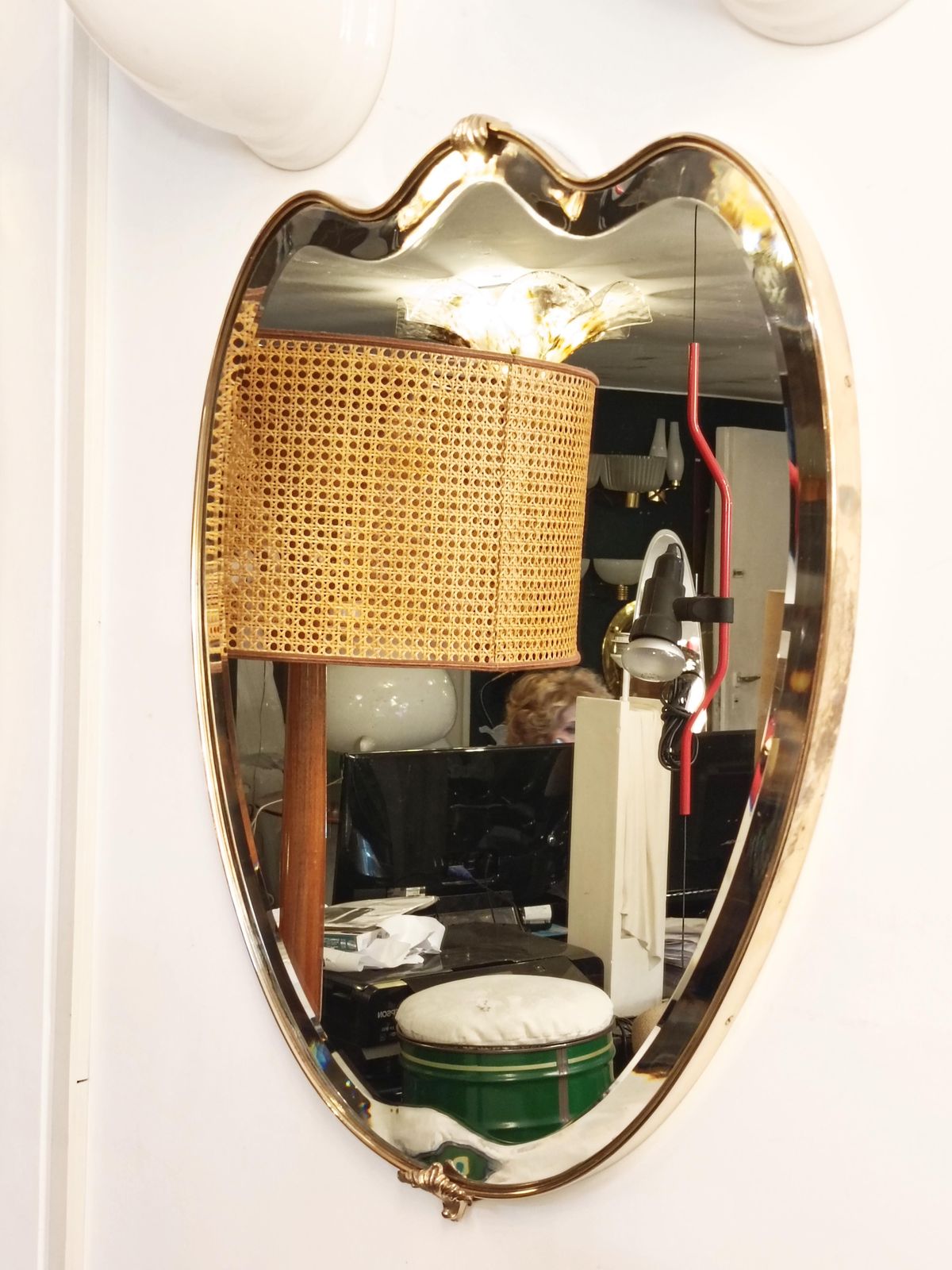 Brass Shield Wall Mirror, Italy 1960s photo 2642.0