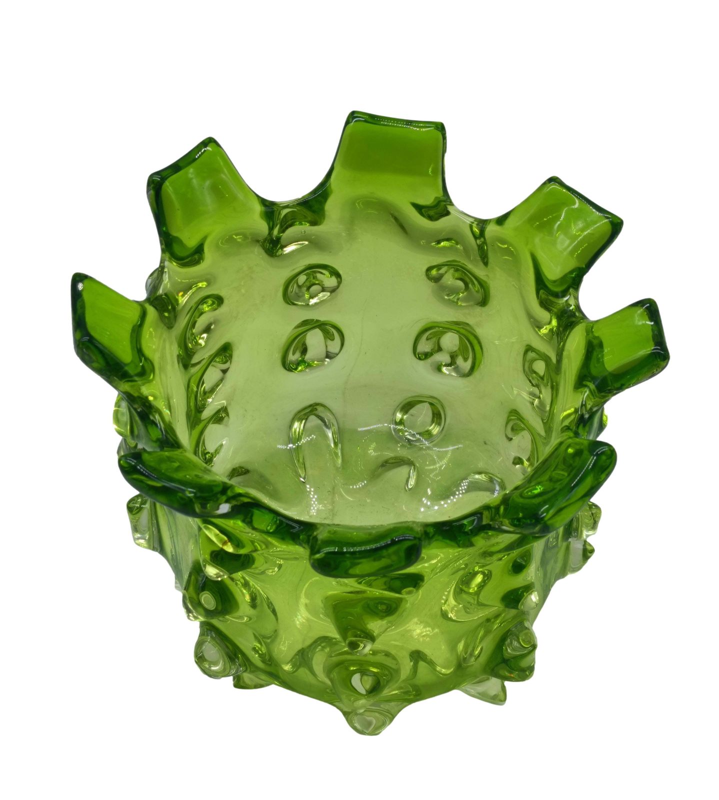 Prato Green Artistic Murano Glass Sculpture Vase, Italy 1970s photo for sale