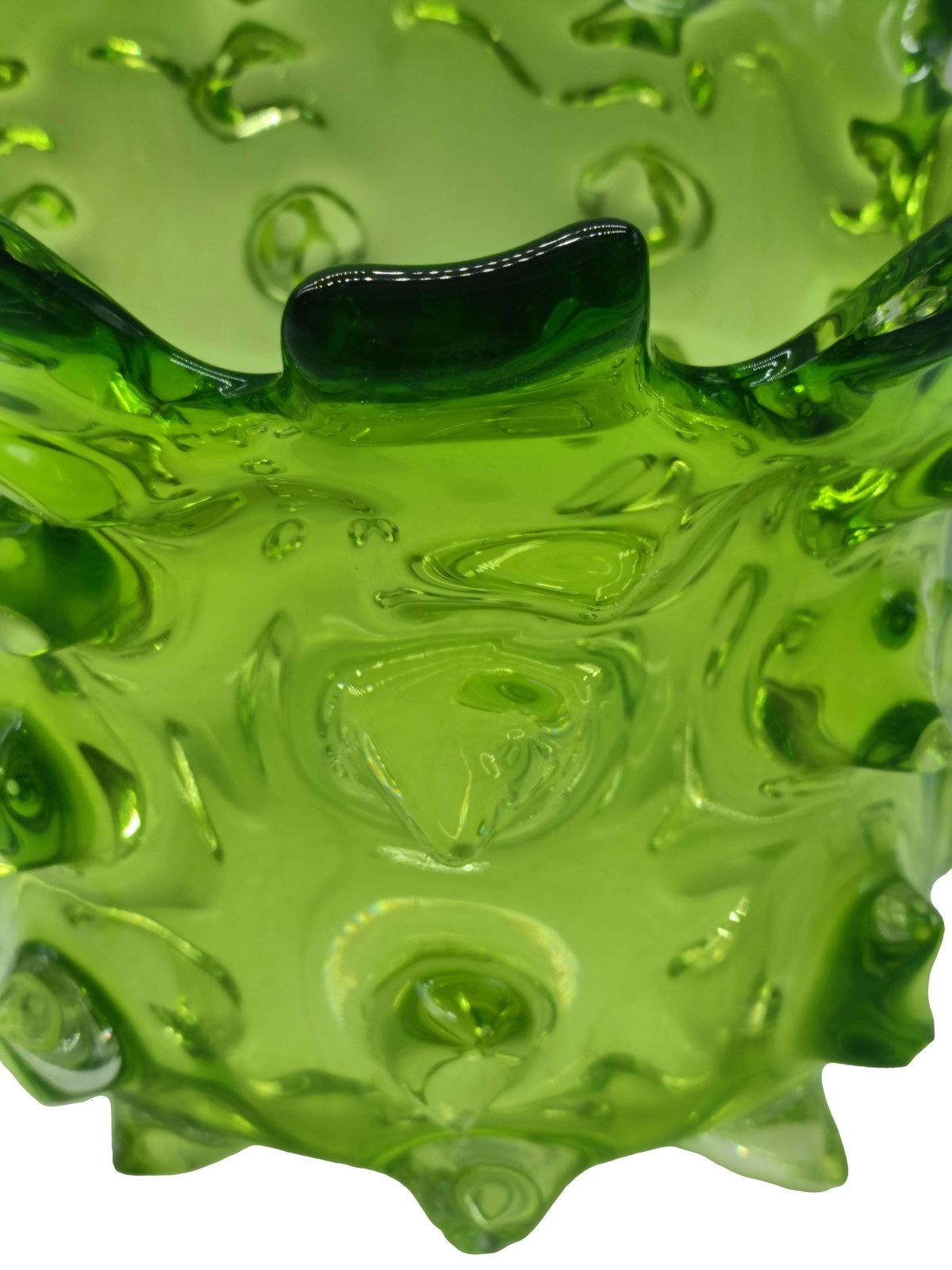 Prato Green Artistic Murano Glass Sculpture Vase, Italy 1970s photo vinterior