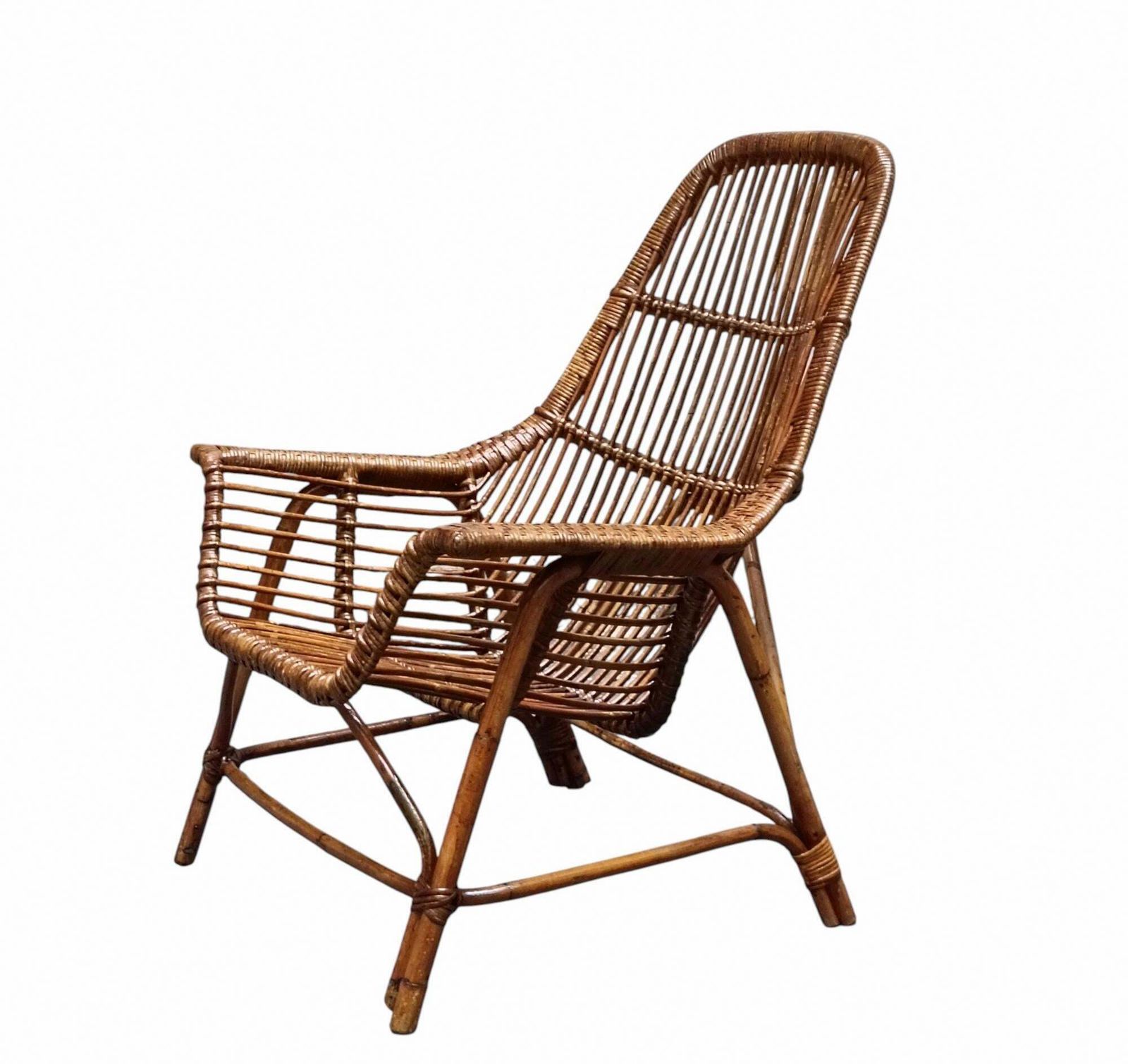 George Coslin For Gervasoni Pair Of Jungle Armchairs In Rattan, Italy 1960s photo 2642.0