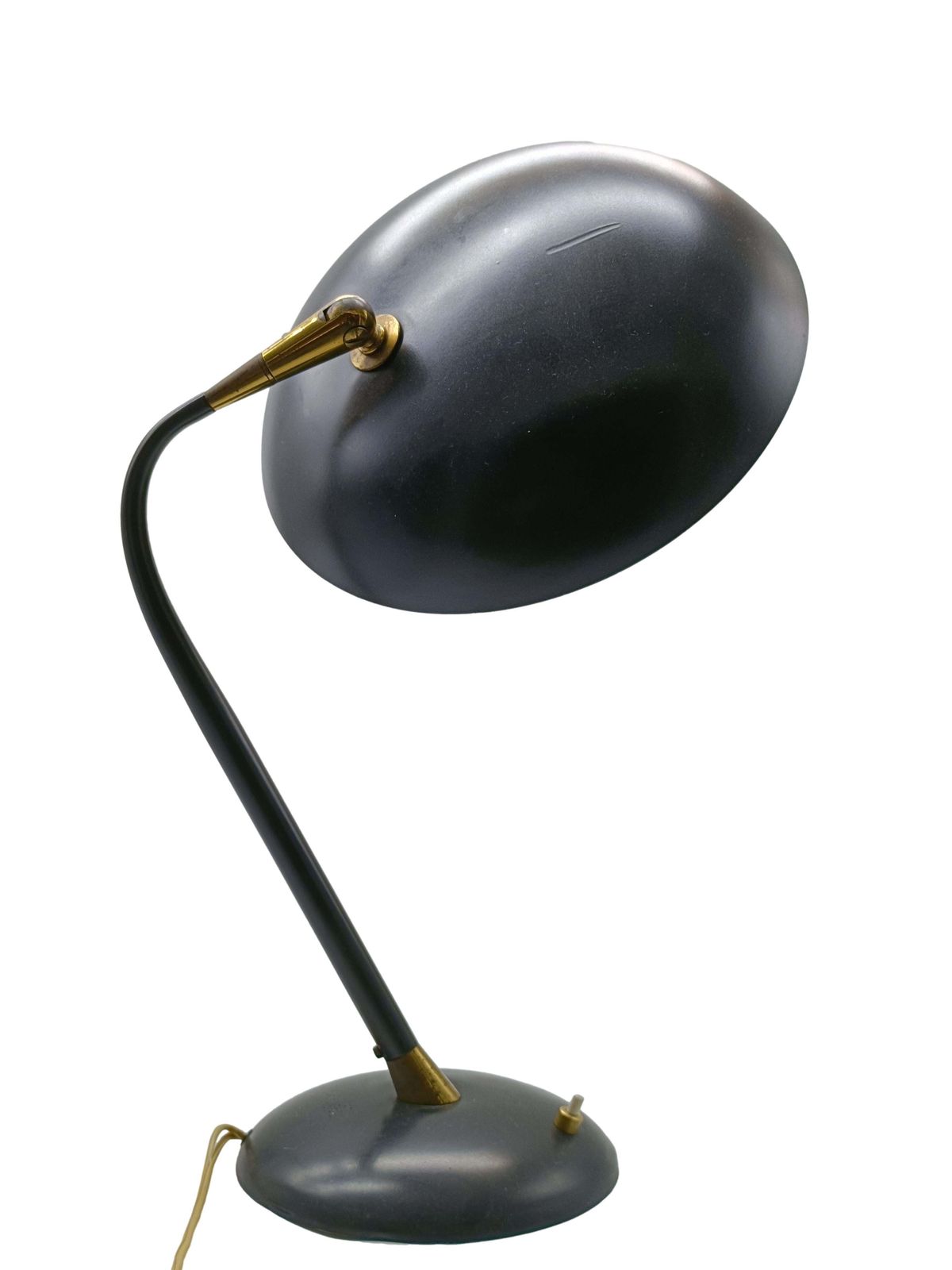 Oscar Torlasco Style Black Metal Table Lamp With Brass Details photo 1057.0