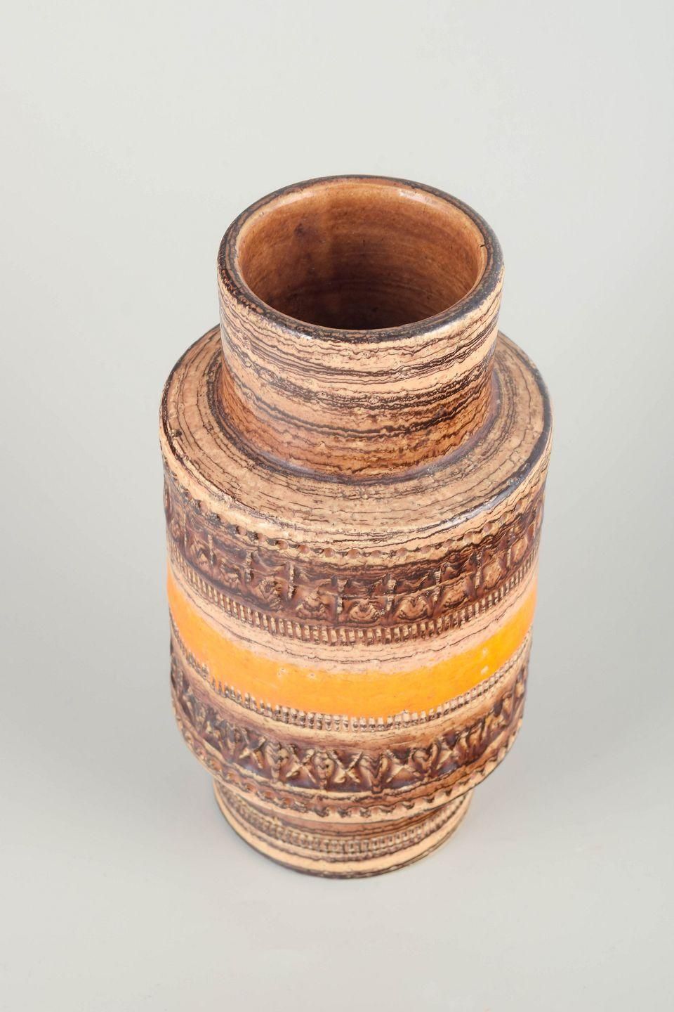 Aldo Londi For Bitossi. Cylindrical Stoneware “Sahara” Vase, 1970s. photo furniture
