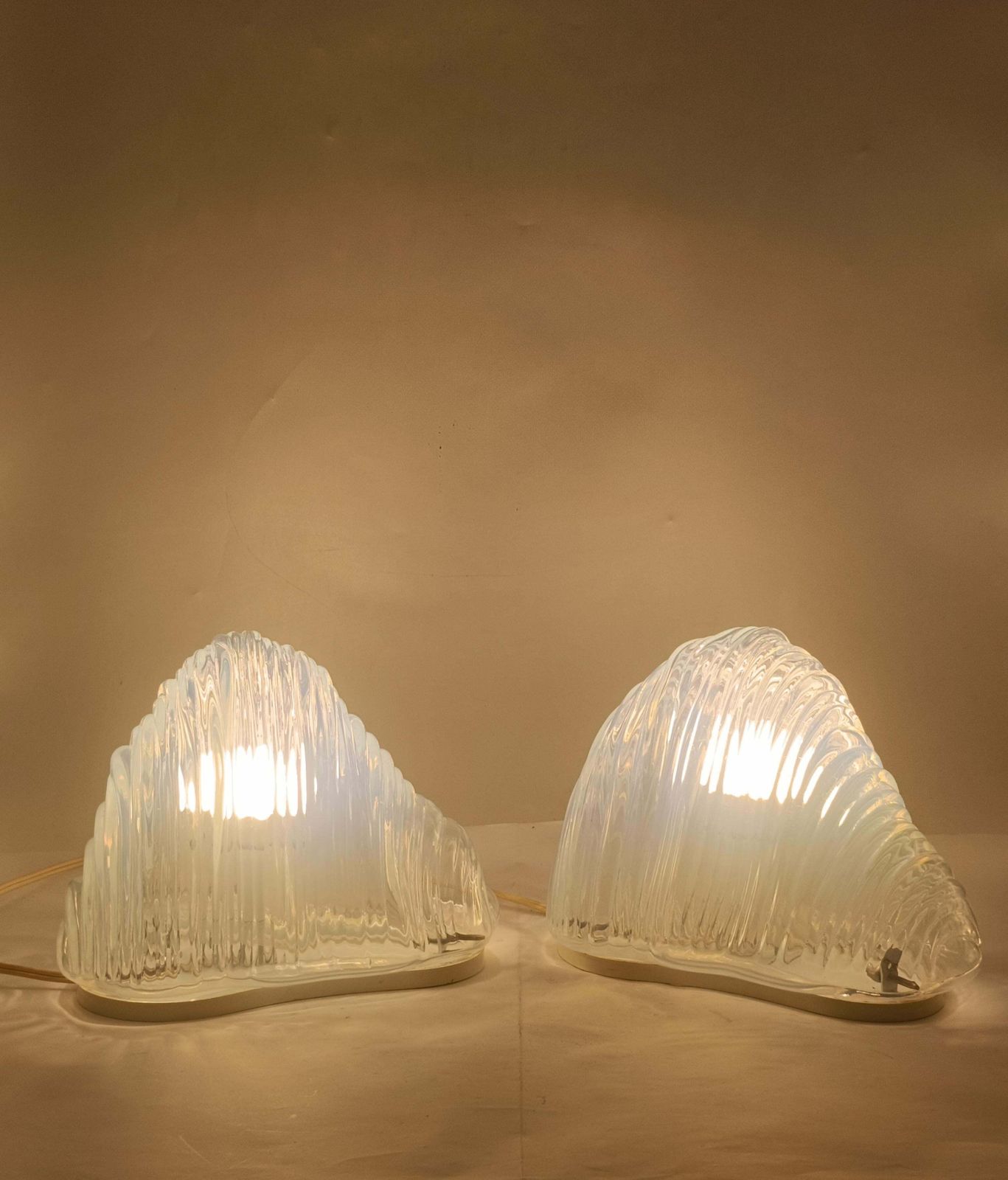 Carlo Nason For Mazzega Pair Of Table Lamps "Lt301 Iceberg" Italy 1970s photo for sale