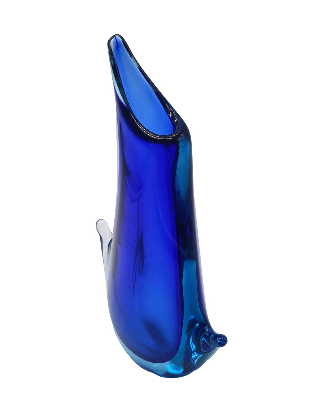 Flavio Poli For Seguso Submerged Cobalt Blue Murano Glass Vase, Italy 1960s photo Home Decor