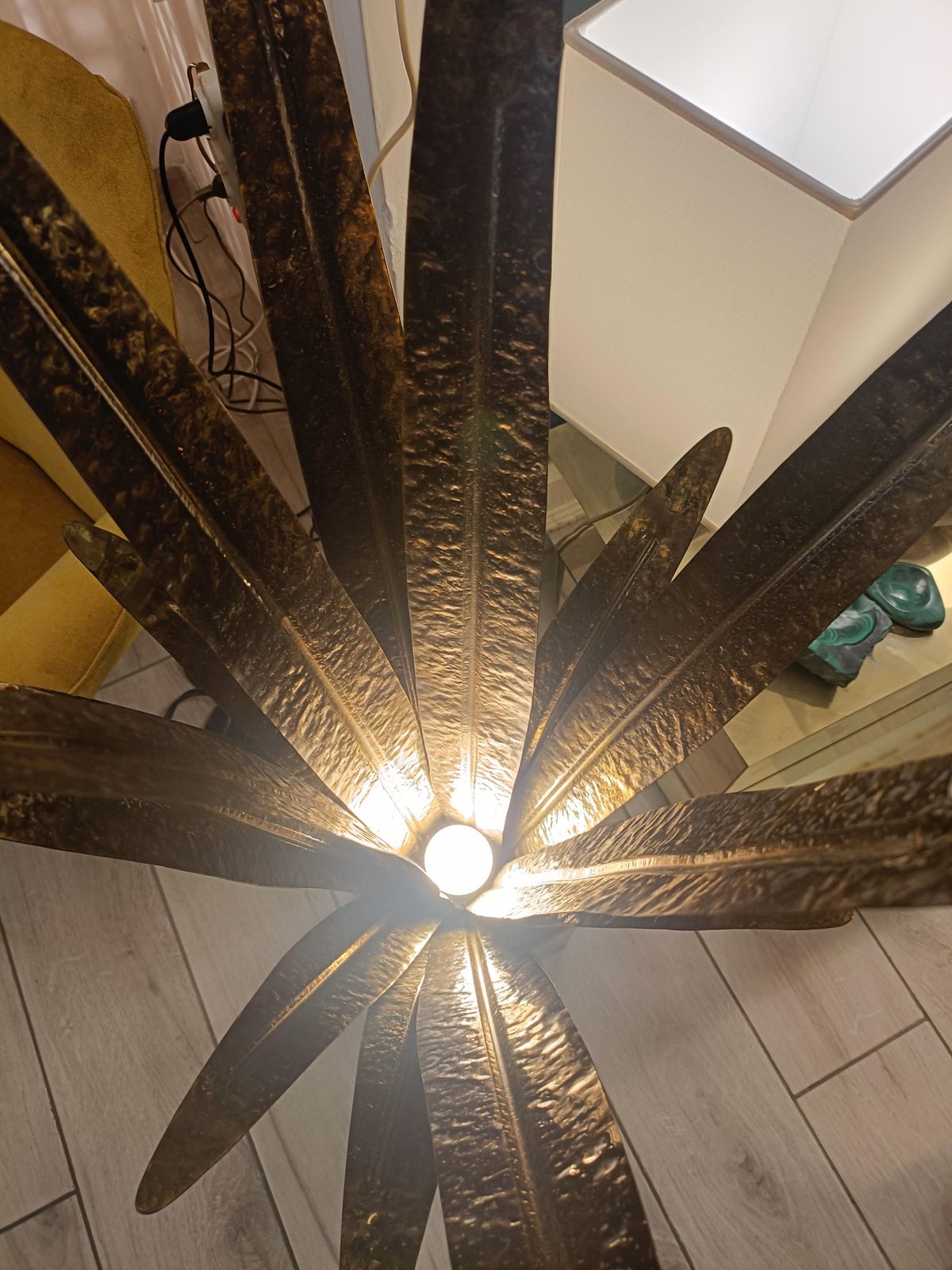 Tommaso Barbi Style Floor/Table Lamp In The Shape Of A Golden Palm, Italy 1960s photo buy