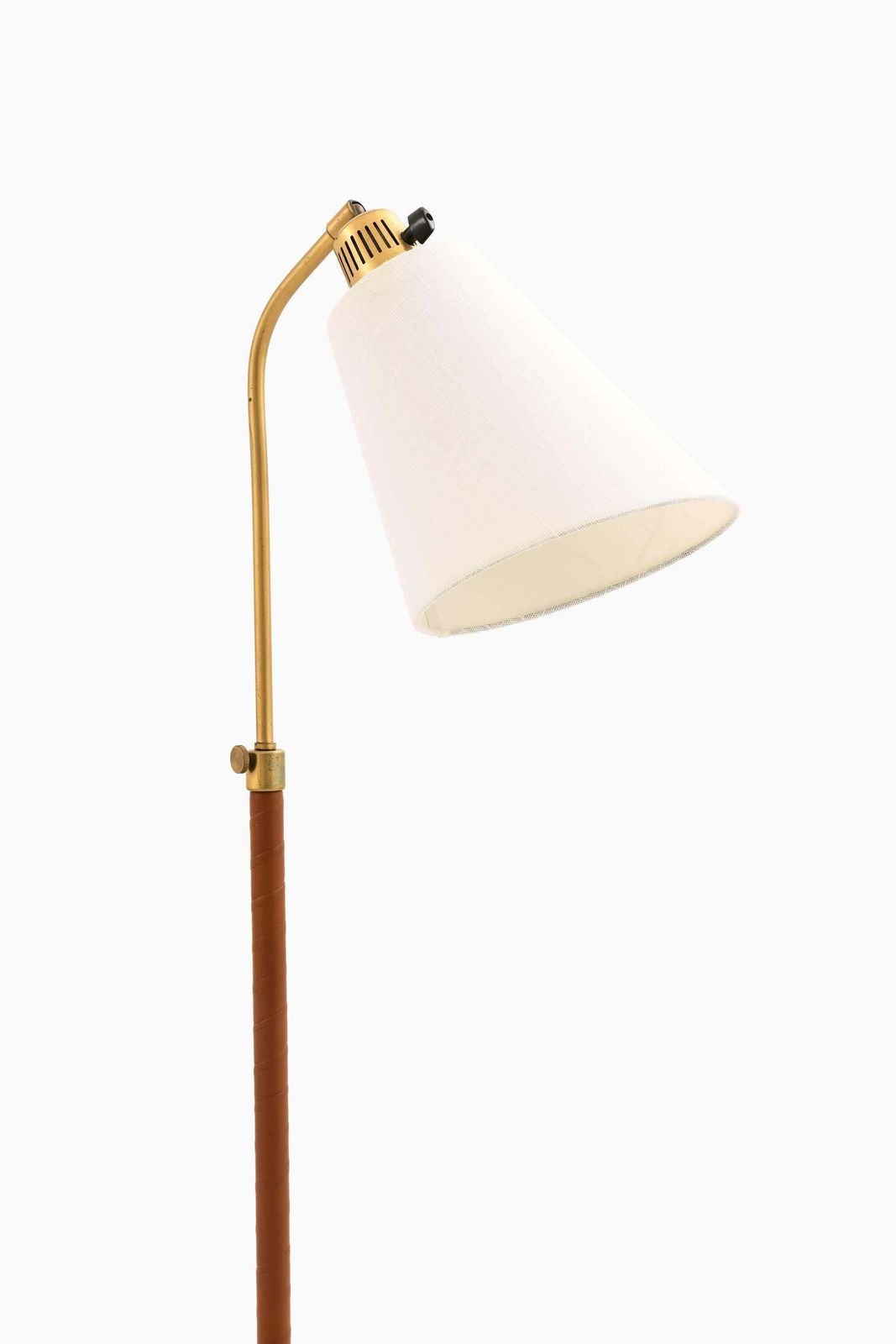 Hans Bergström Brass, Leather Floor Lamp By Ateljé Lyktan, 1940s photo furniture