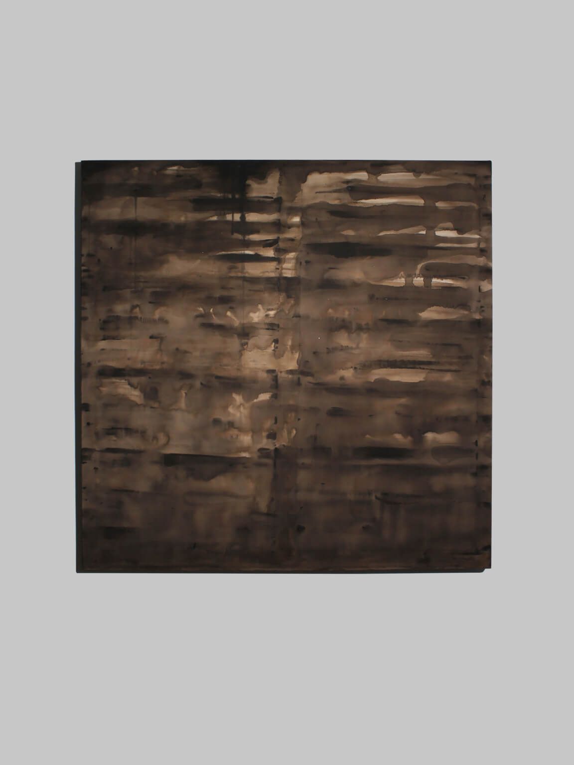 Horizontal Organic Lines In Brown By Karina Savonenko, 100x100cm, Latvia, 2026