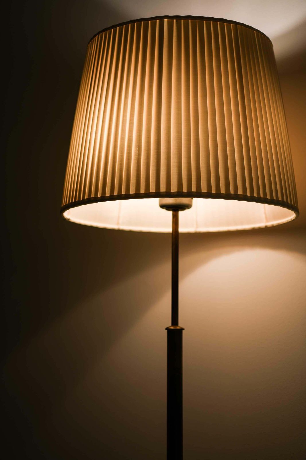 Josef Frank Brass, Silk Floor Lamp By Svenskt Tenn, 1960s photo vinterior