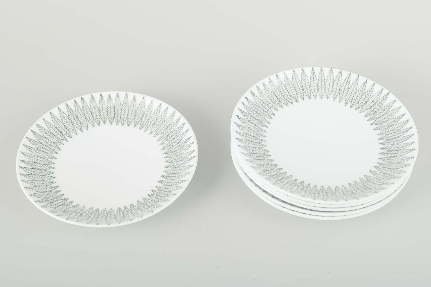 Stig Lindberg For Gustavsberg. Six Faience Cake Plates. Grey ‘Salix’ Pattern. photo furniture