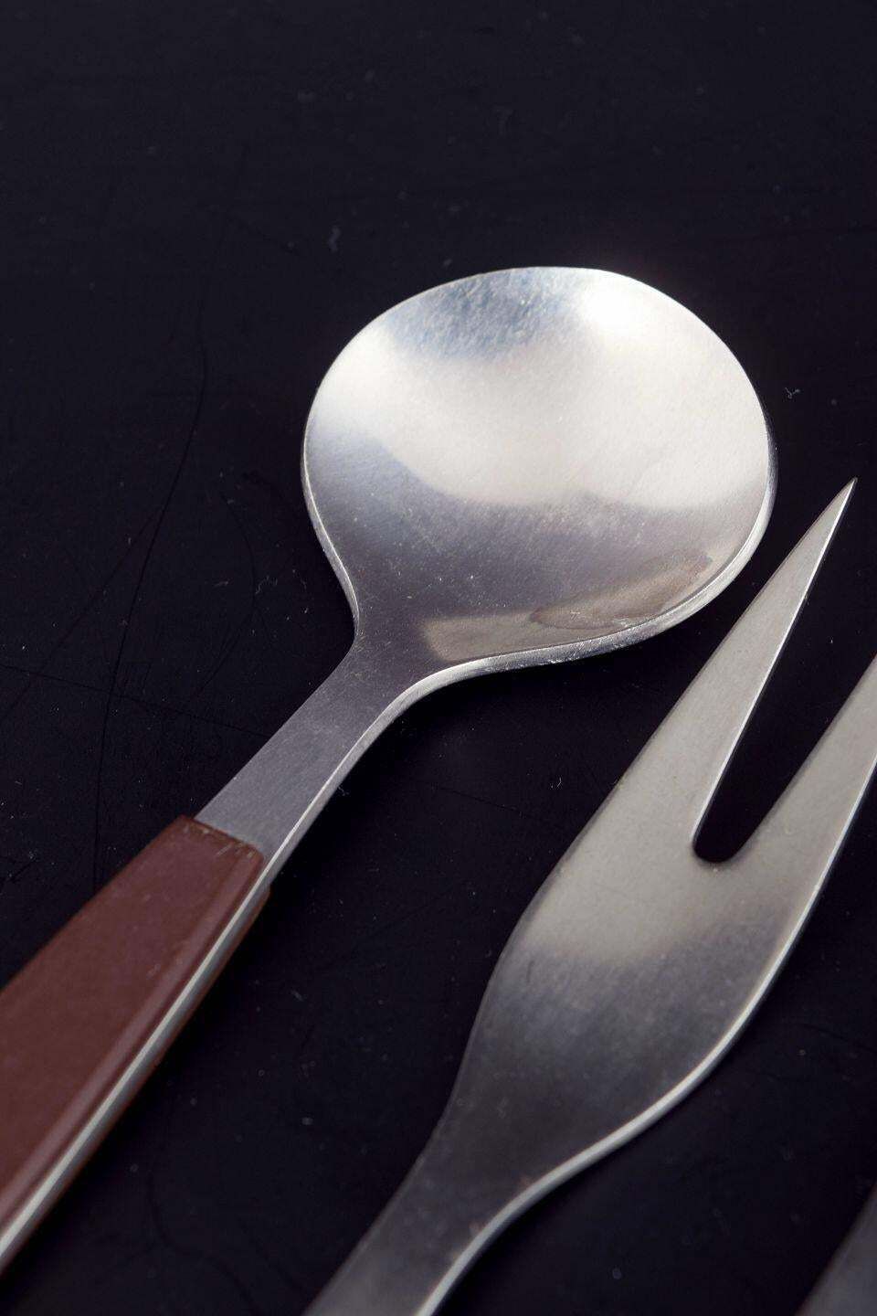 Henning Koppel For Georg Jensen. Two Cold Meat/Serving Forks And Bouillon Spoon photo for sale