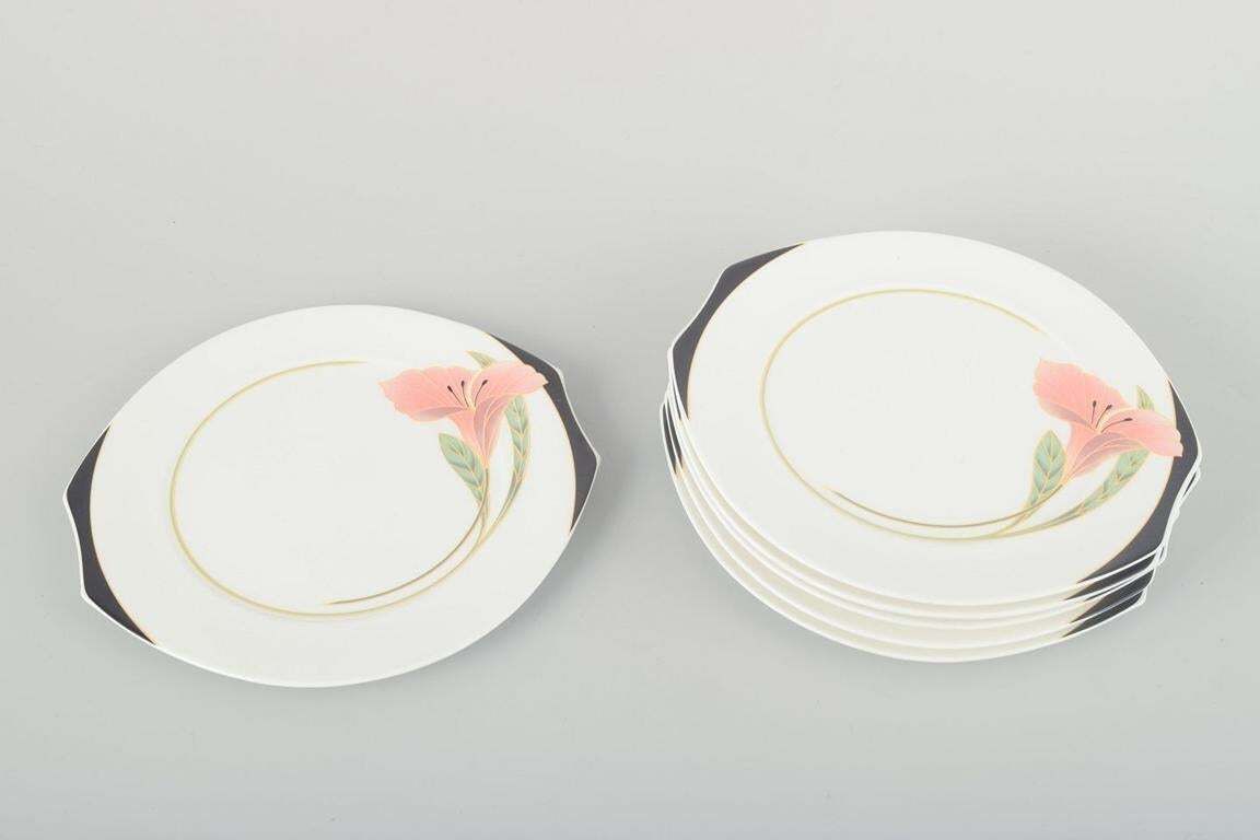 Villeroy & Boch. Six Porcelain “Iris” Cake Plates With Floral Decoration. 1980s photo furniture