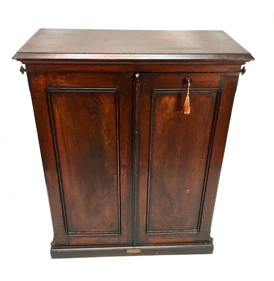 photo vinterior Antique Wooden Amberg's Patent Filing Cabinet Letter File Storage Chest With Key