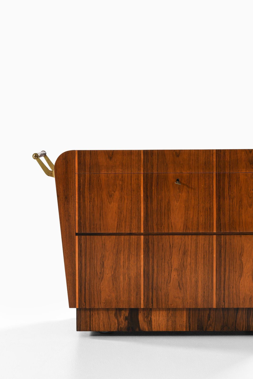 Rare Bar Trolley In Brass And Rosewood By Erik Matsson, 1930s photo for sale