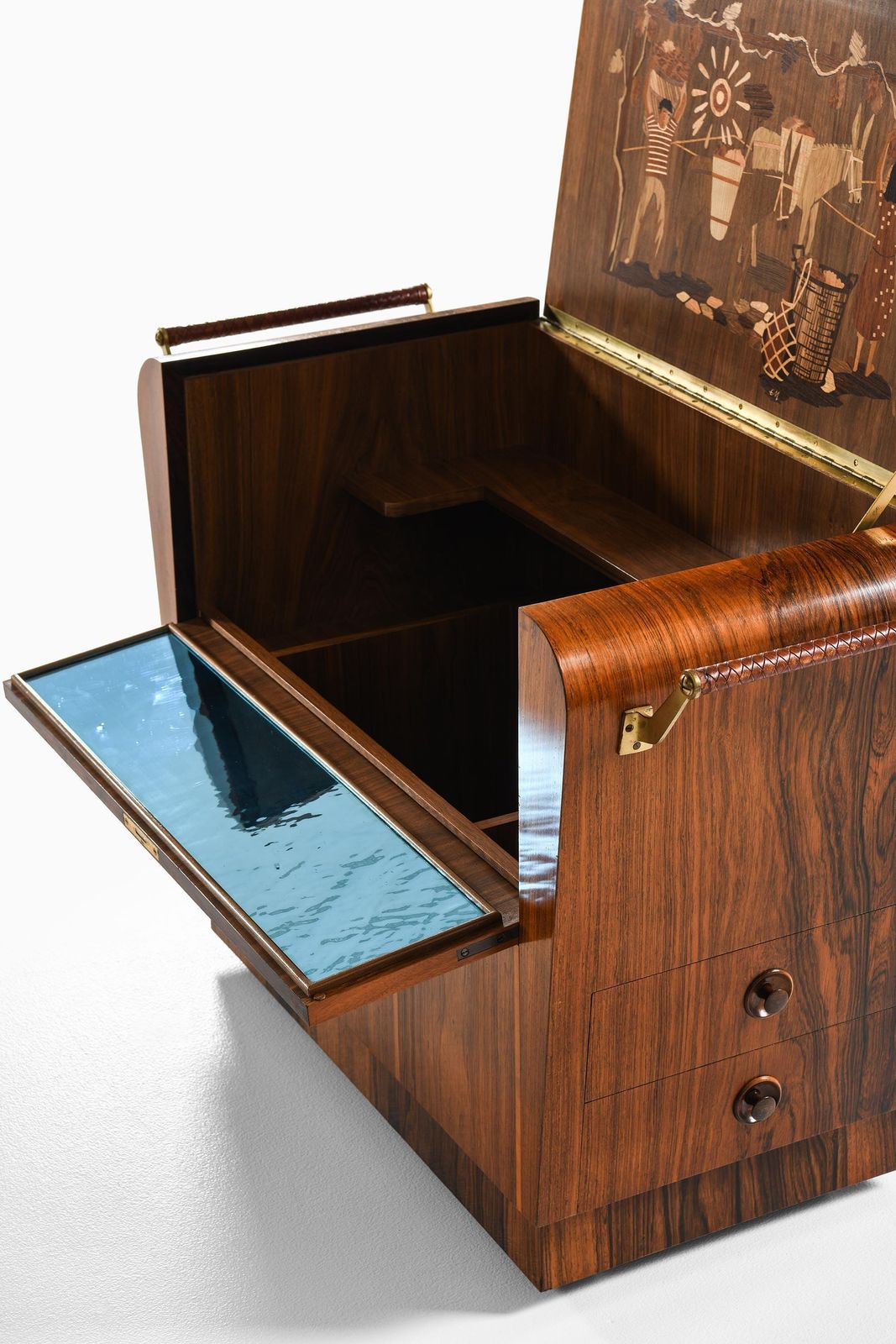 Furniture Rare Bar Trolley In Brass And Rosewood By Erik Matsson, 1930s photo