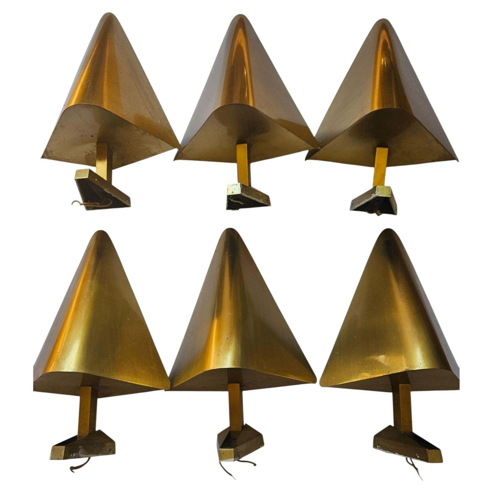 Set Of Six Brass Midcentury Rare Wall Lamps, Germany, 1970s