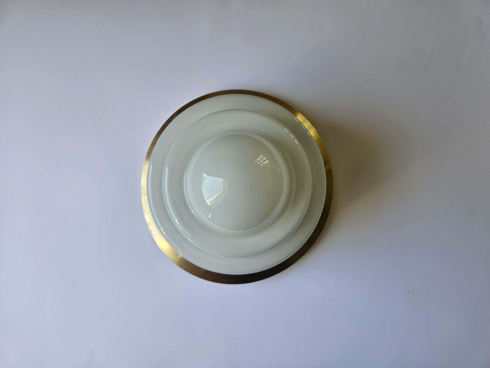 Art Deco Zeldzame Messing en Melkglazen Plafondlamp – Franta Anyz, jaren 1930 photo for sale