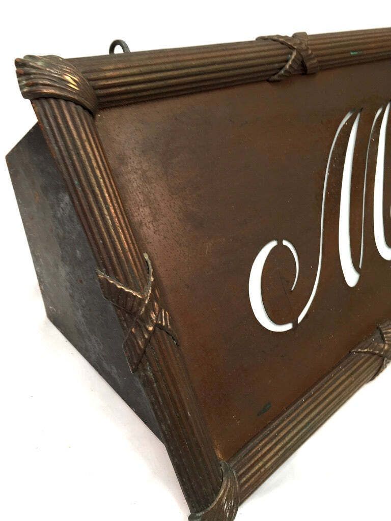 Antique Advertising   Art Deco Copper Lightbox Mens Wear Haberdashery Shop Sign photo 1199.0